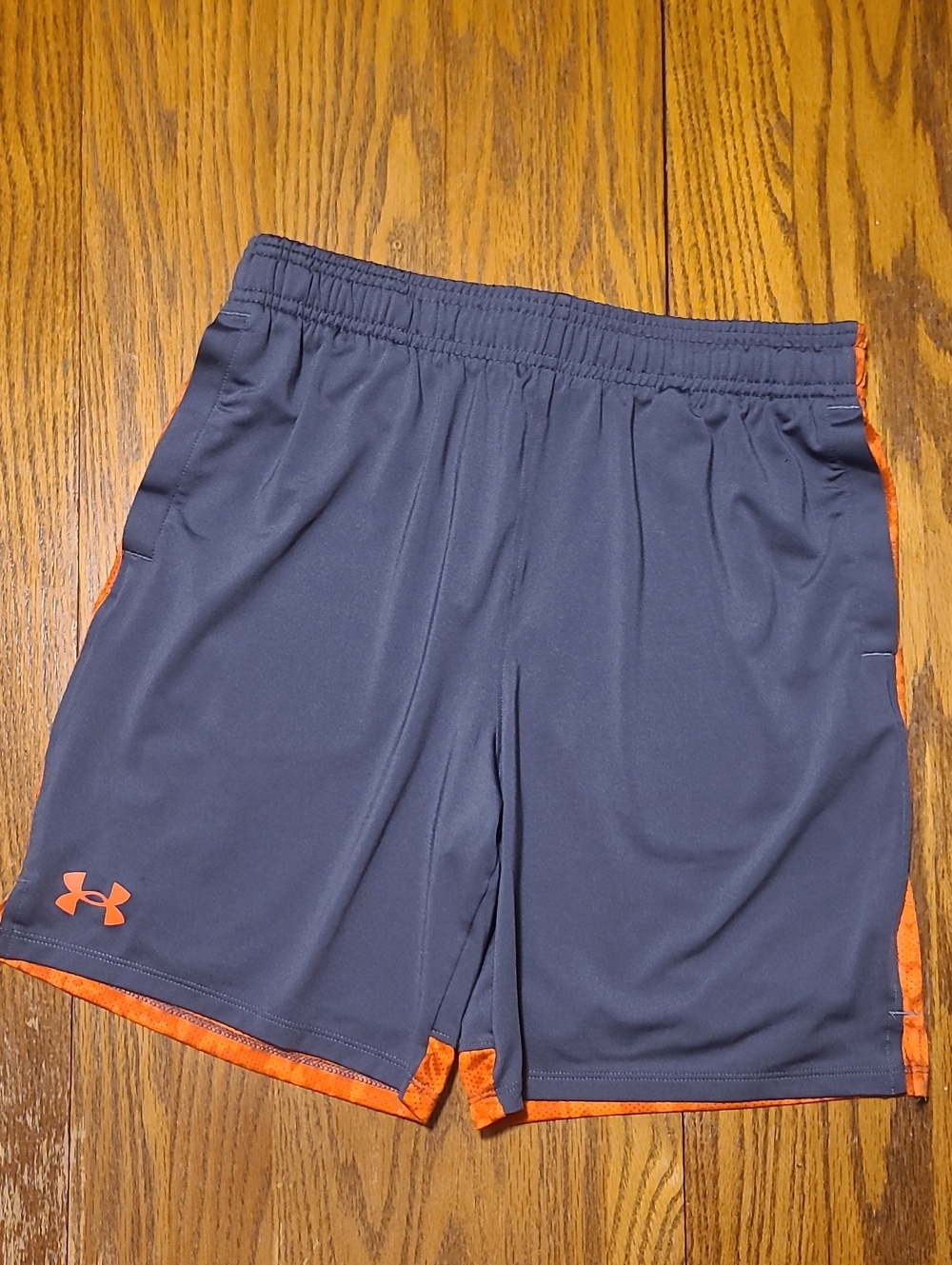 Under Armour Boy’s Gray Shorts with Orange Sides - Large